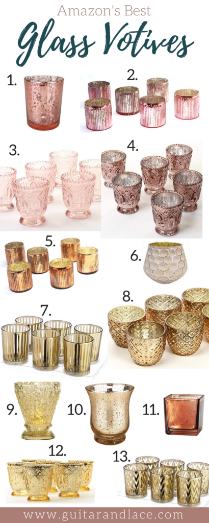 mercury glass votives, rose gold, gold, copper, wedding centerpieces, boho wedding, candle holders, centerpiece candles, budget wedding, bride on a budget, diy bride, amazon, vintage wedding