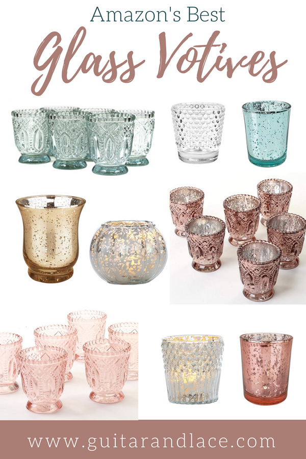 Glass Candle Holders, votives, mercury glass, vintage glass, wedding centerpieces, #weddingdecor #weddings #bohowedding #vintagewedding #gardenwedding