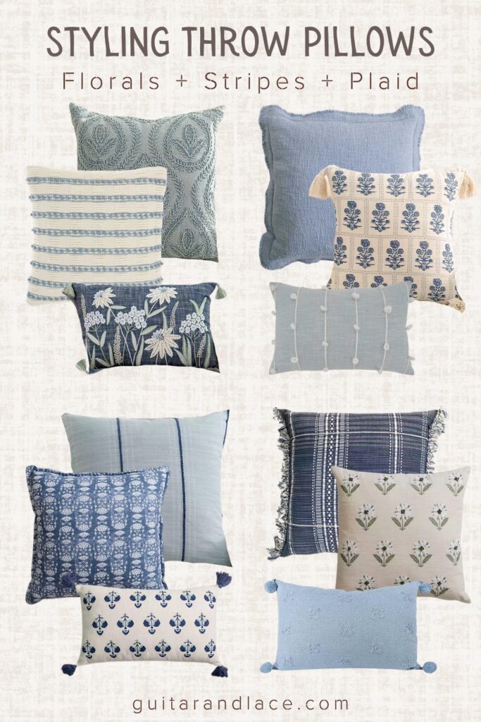 throw pillow combinations. throw pillow combos. mix and match throw pillows. throw pillows on couch. collected modern home decor.
