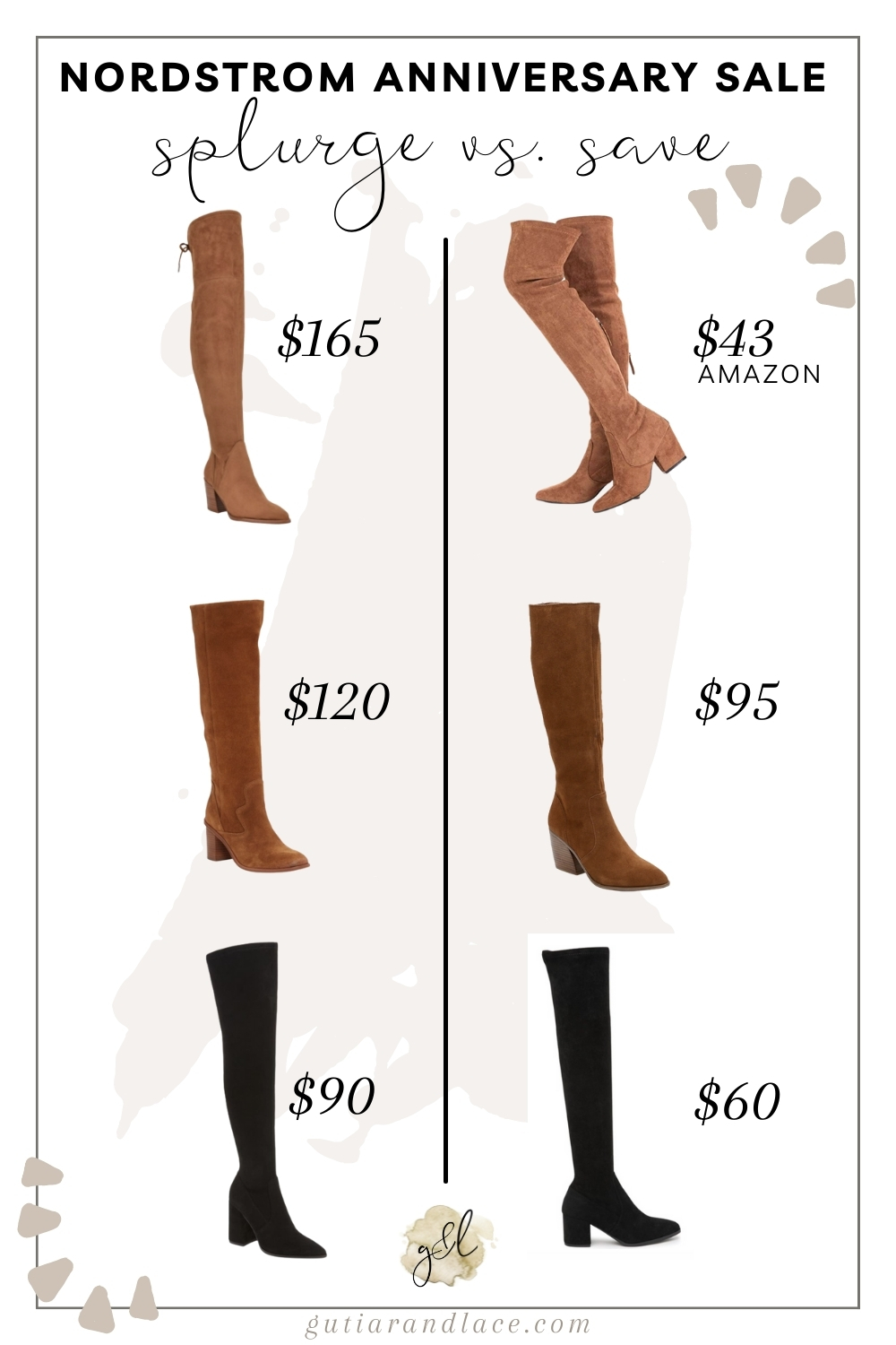 nordstrom anniversary sale dupes, nsale dupes, boot dupes, cognac over the knee boots