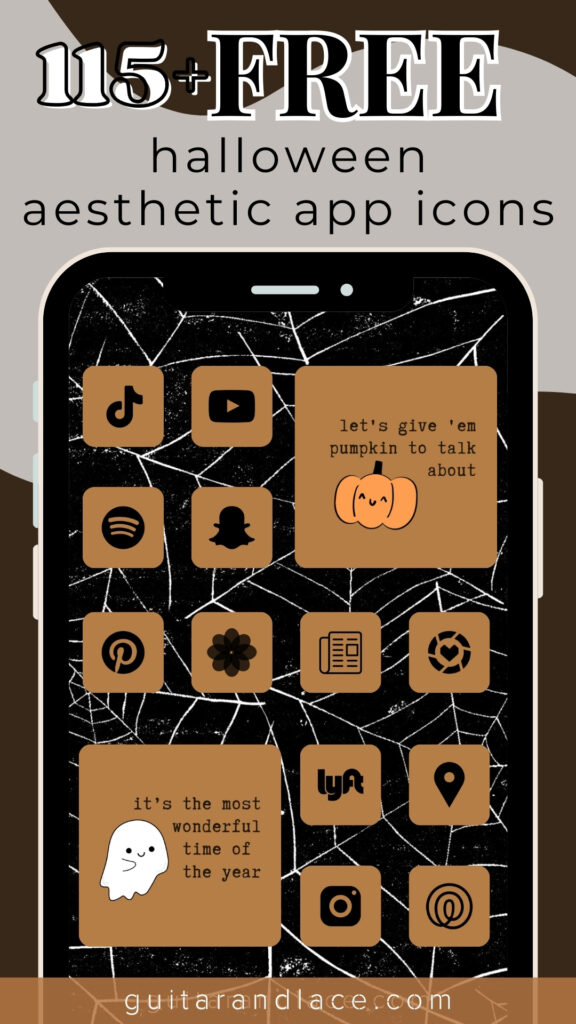 free halloween aesthetic app icons. halloween phone background. halloween phone wallpaper.