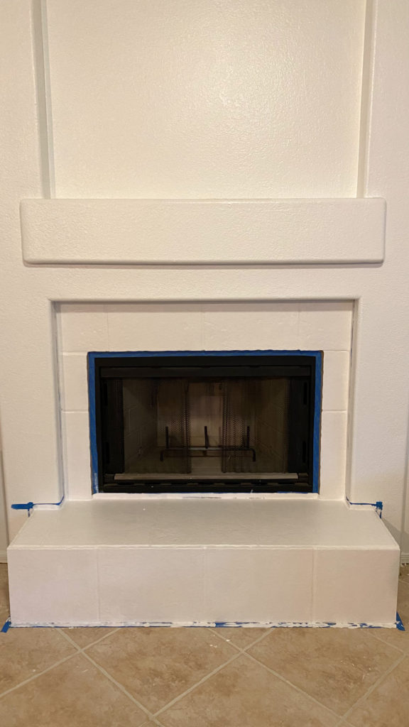 diy fireplace makeover, how to paint fireplace tile