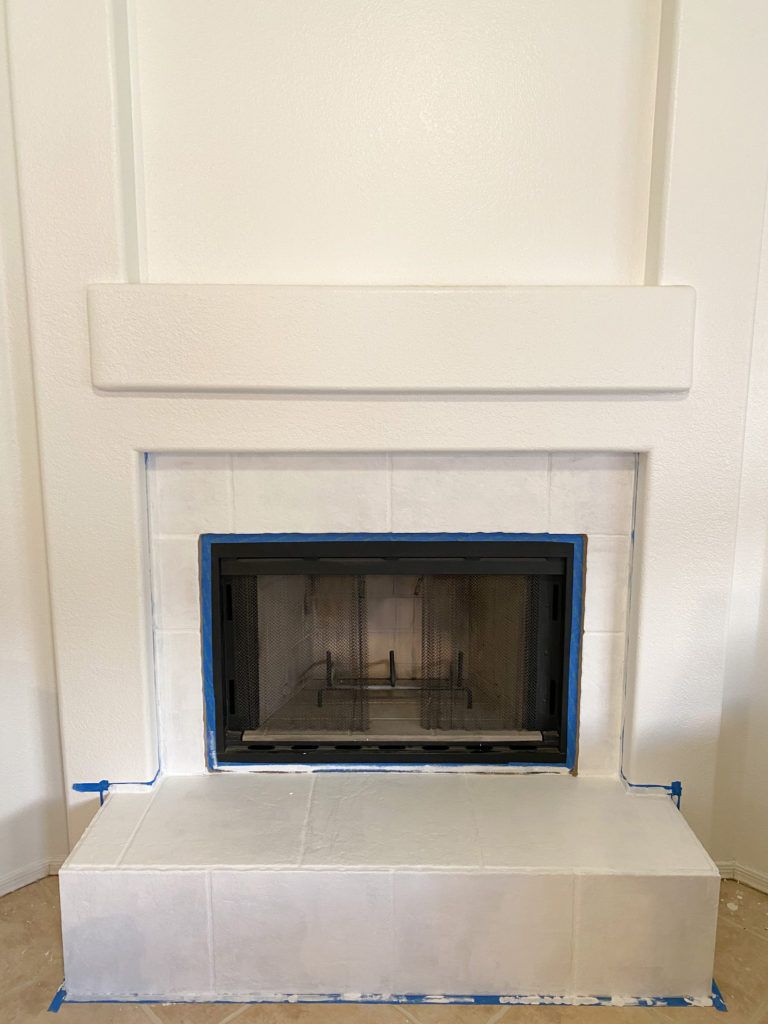 diy fireplace makeover, how to paint fireplace tile