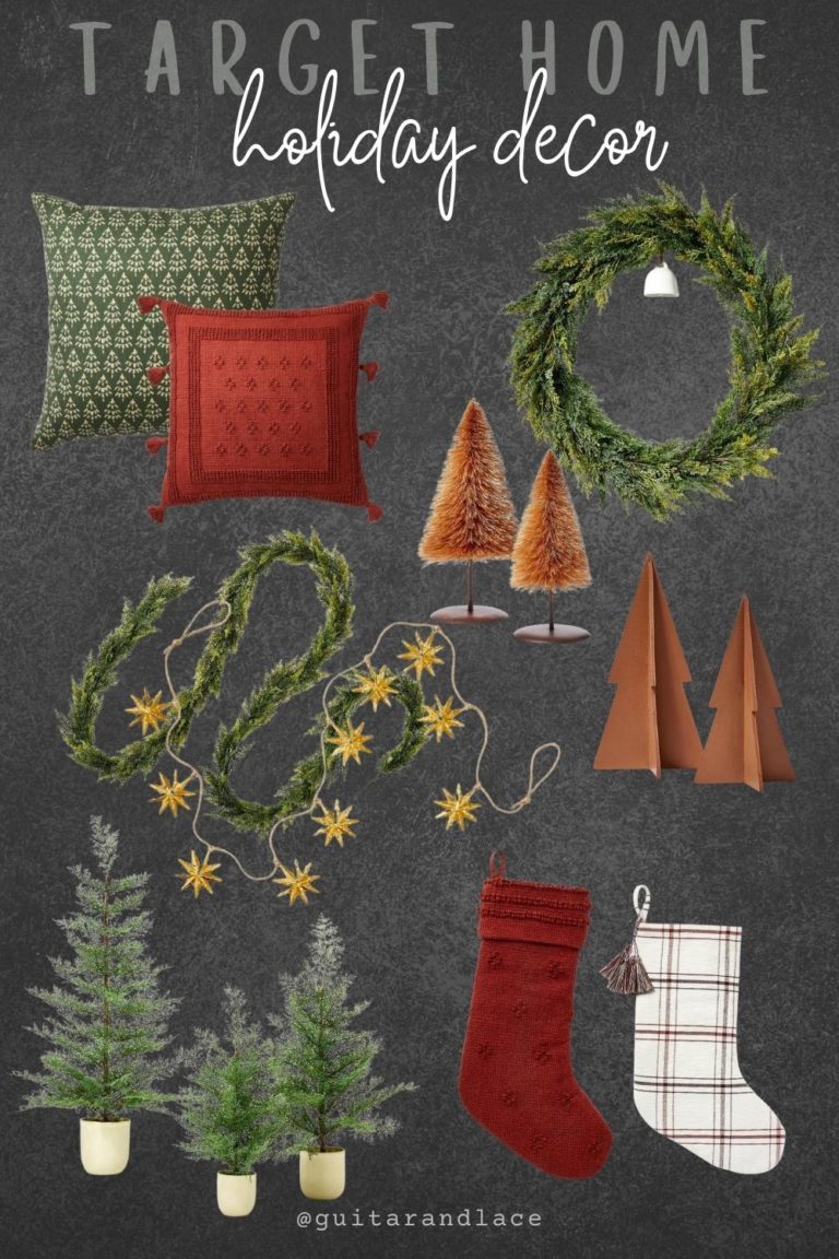 threshold studio mcgee christmas decor, christmas garland, brown christmas trees, mini christmas trees, star garland, christmas tree decor