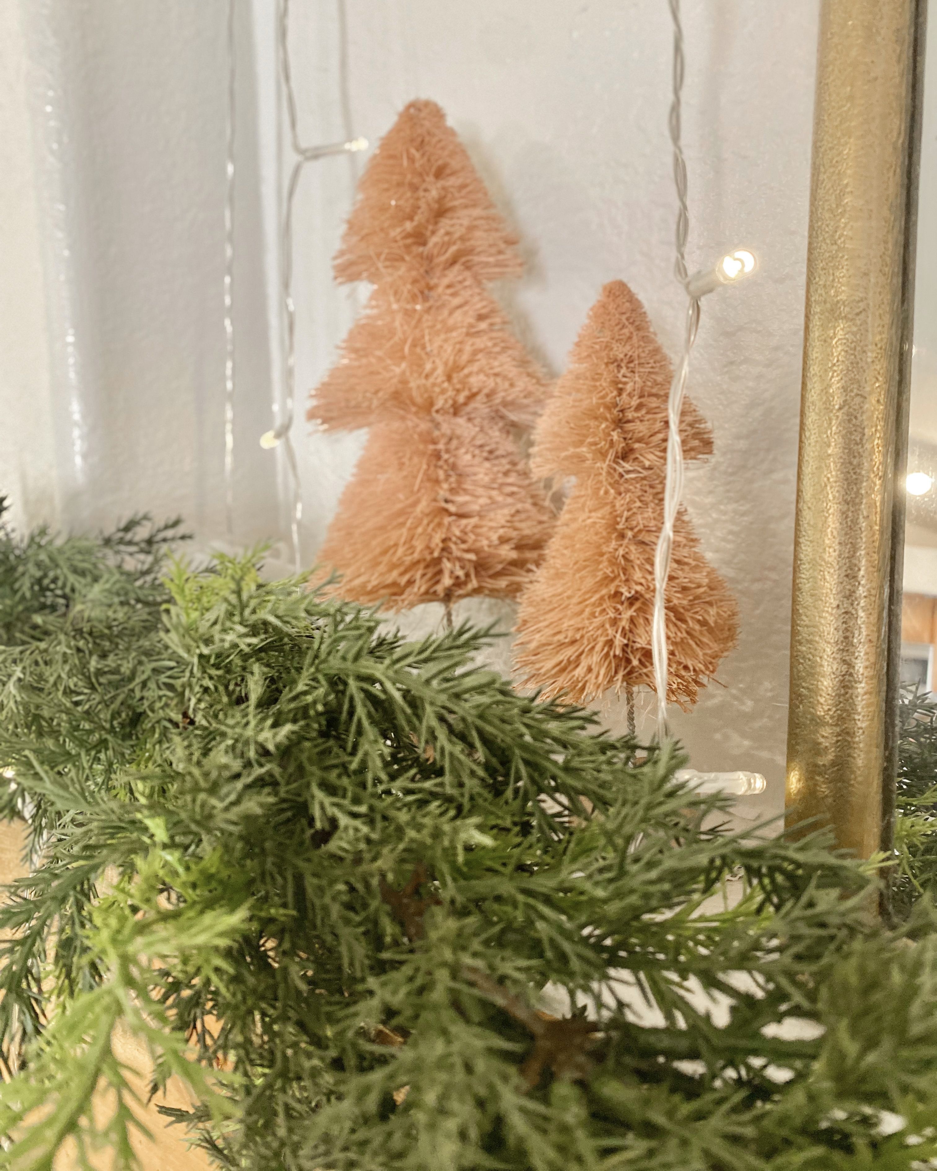 christmas living room, christmas fireplace, curtain fairy lights on fireplace, christmas mantle decor