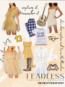 taylor swift eras tour outfits 2024. eras tour outfit ideas. fearless outfits. gold sequin eras tour dress. unique eras tour outfits. eras tour amazon.