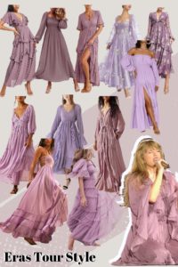 eras tour outfits. purple folklore dress. taylor swift purple folklore dress. eras tour outfit inspo. purple flowy maxi dress.