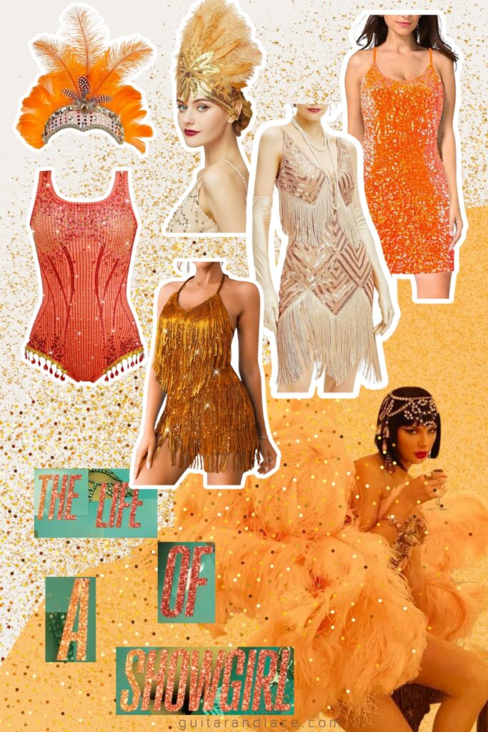 the life of a showgirl outfit ideas. taylor swift life of a showgirl outfits. showgirl feather headdress.