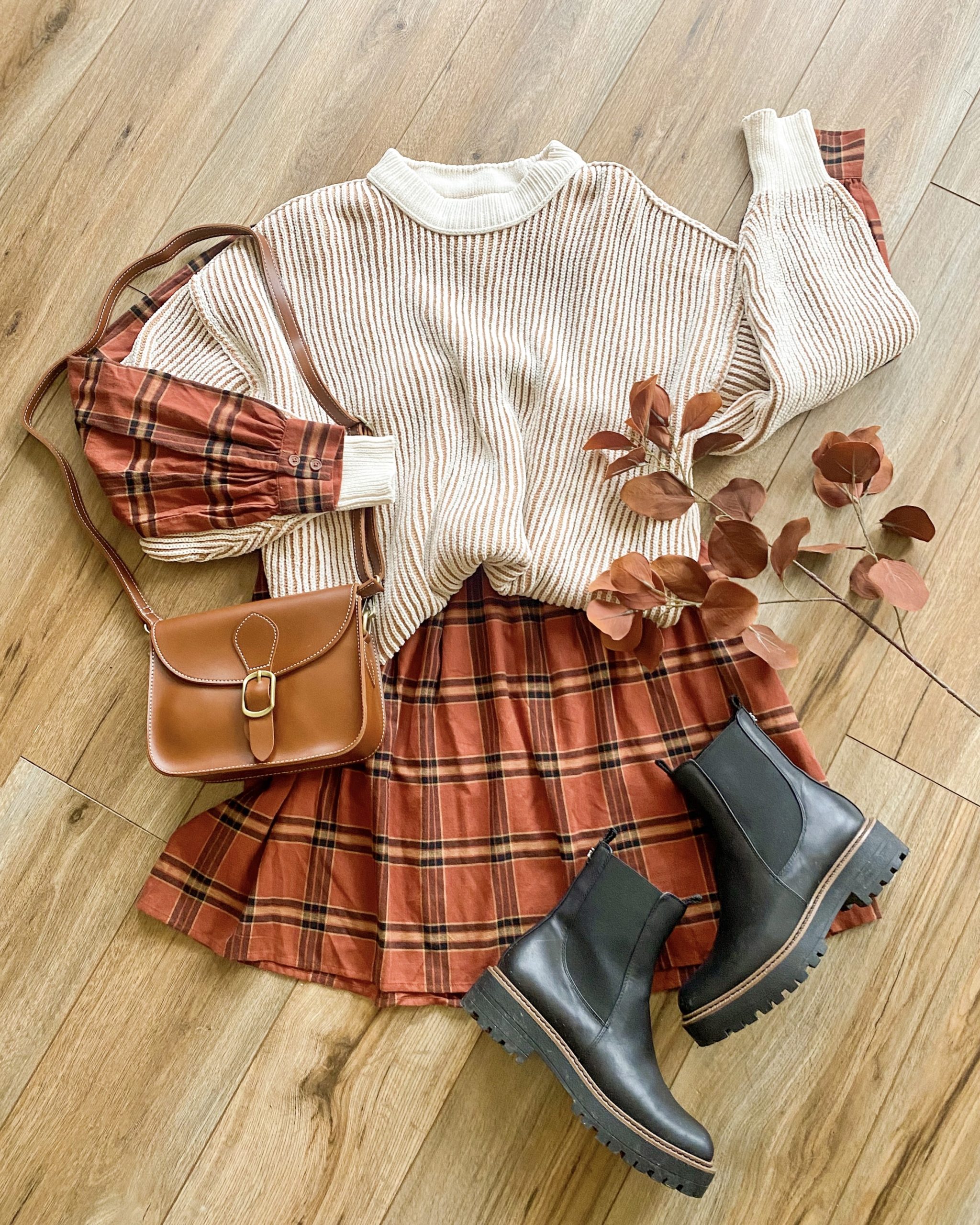 evermore outfit ideas. plaid dress. flannel dress. thanksgiving outfit. eras tour outfits. eras tour evermore outfit. evermore orange dress.