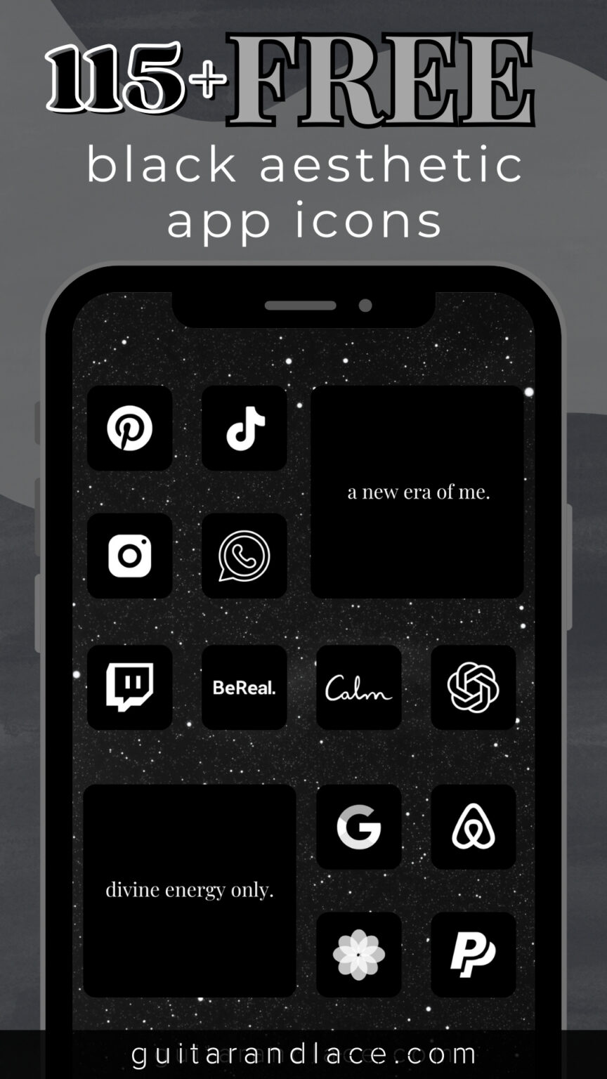 115+ Free Black App Icons for your Phone | guitar & lace