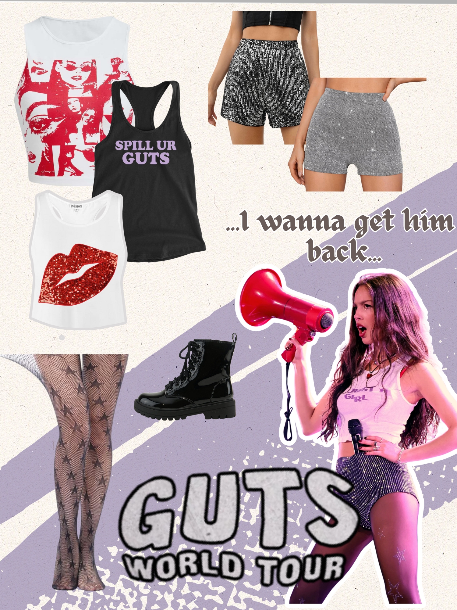 GUTS world tour outfit ideas. What to wear to the GUTS world tour. Olivia Rodrigo just a girl tank top. GUTS concert looks. Olivia Rodrigo concert outfits.