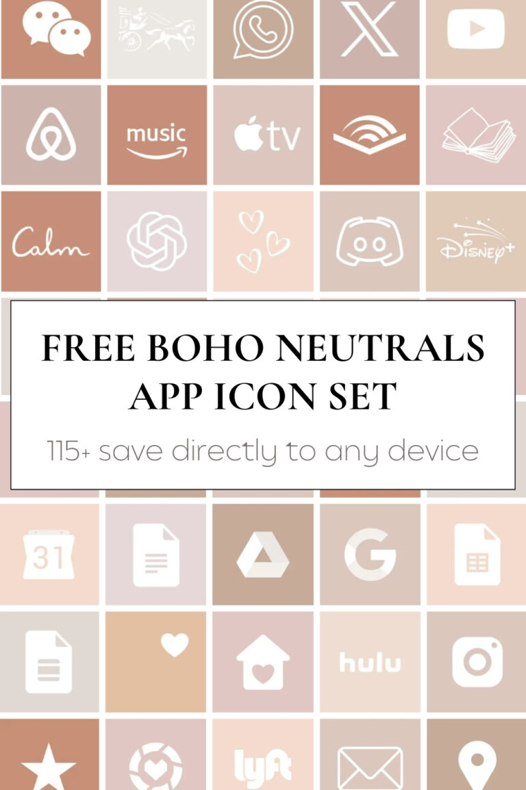 free boho aesthetic app icons. free neutral app icons. free neutral aesthetic app icon set. free boho tan & pink app icons.