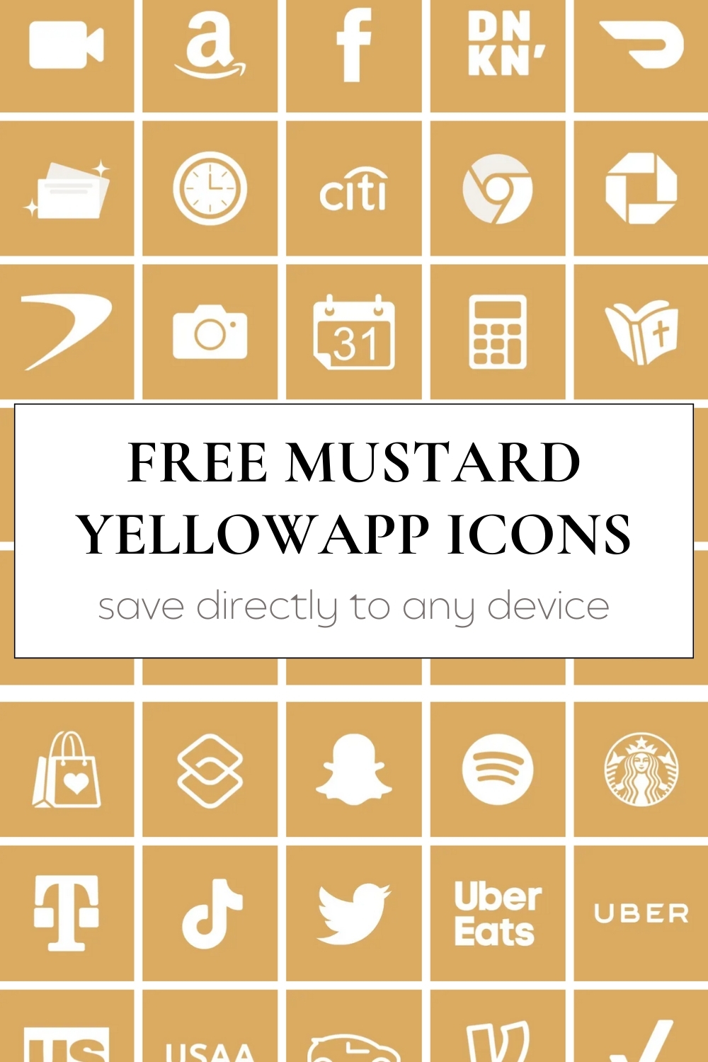 free mustard yellow app icons, free yellow app icons, free mustard app icon set, summer app icons