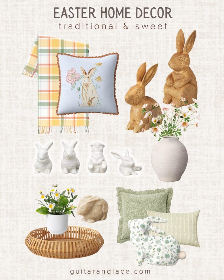 easter decor. easter decorating ideas. easter fireplace. wooden bunny. cozy traditional easter decor.