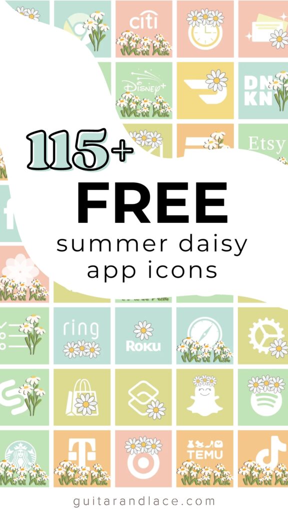summer aesthetic app icons. free summer app icons. free spring app icons. daisy app icons. free app icon packs. free flower app icons.