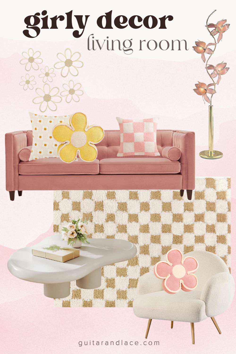 Girly Apartment Decor. Retro Living Room. Groovy Retro Living Room, Girly Living Room Ideas.