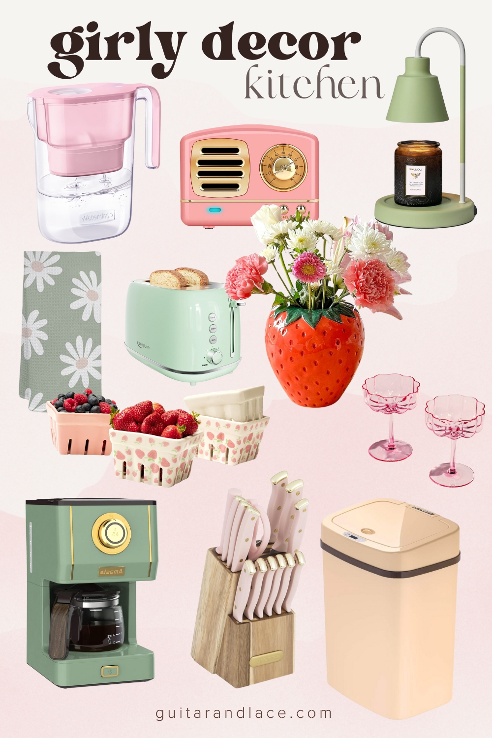 Girly Kitchen Decor. Girly Apartment Decor. kitschy kitchen. colorful kitchens. retro kitchen.