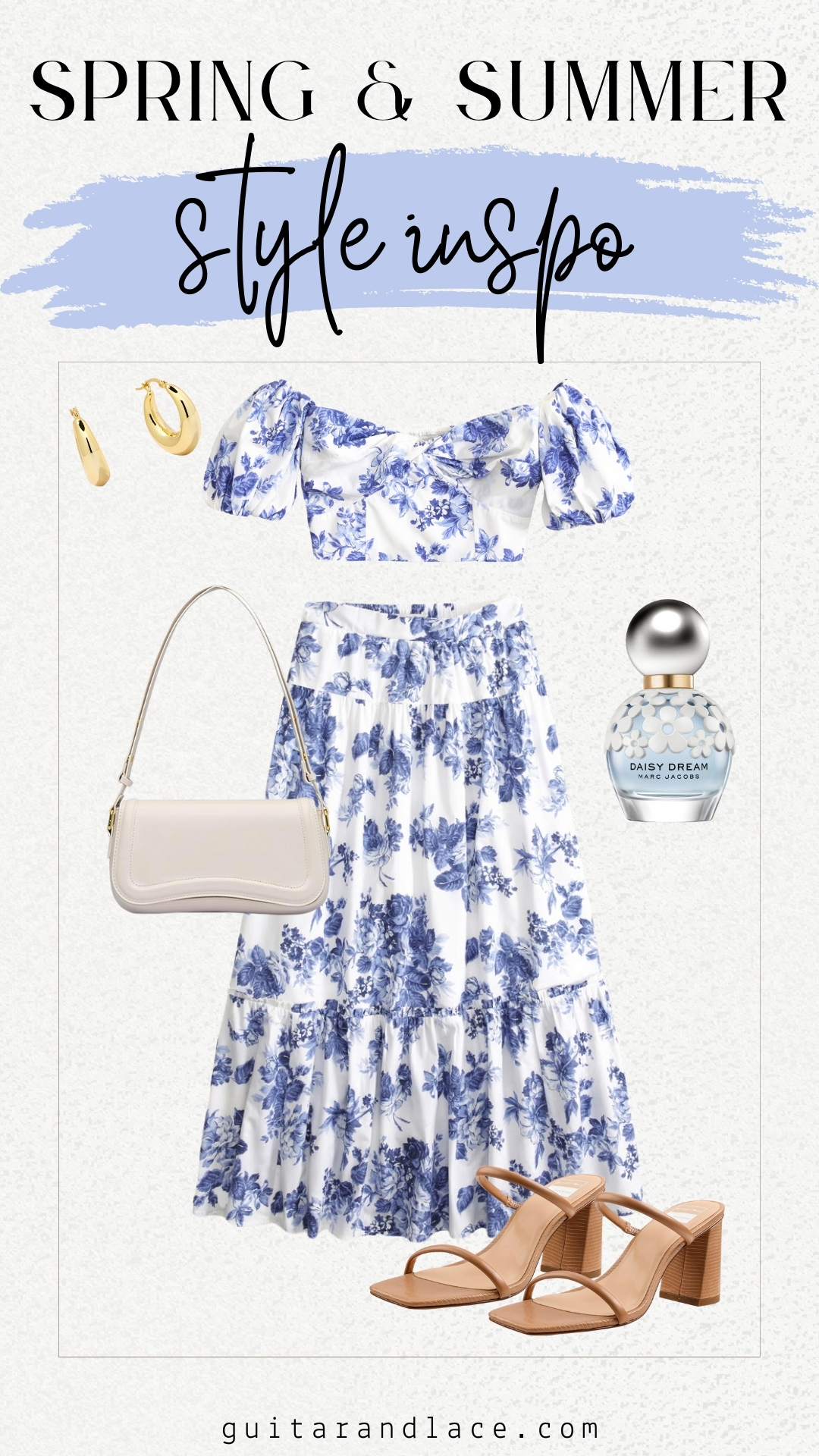 blue and white floral dress. bridal outfits. bridal shower outfit. blue and white floral maxi skirt. vacation outfit ideas.
