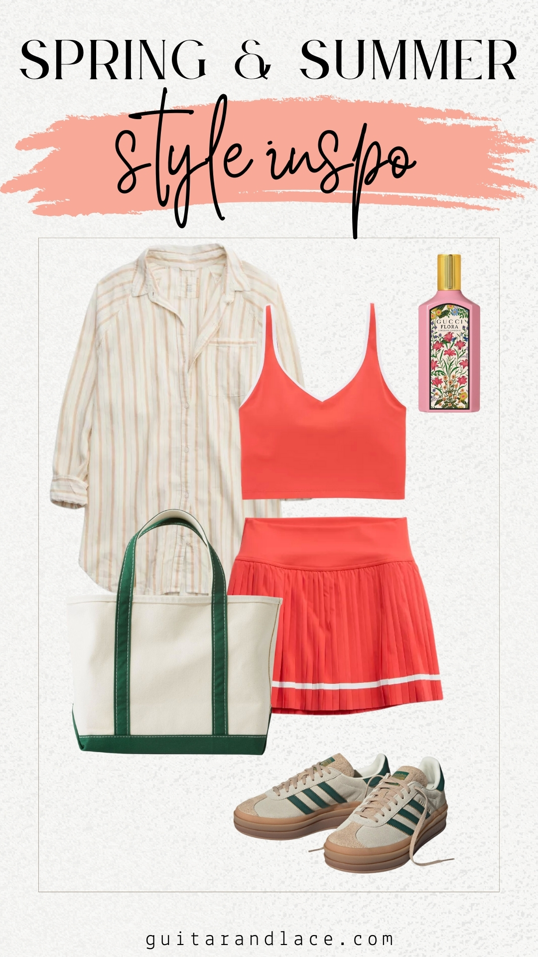 tennis skirt outfit ideas. tennis skirt sports bra set. casual spring outfits. adidas sambas outfits.
