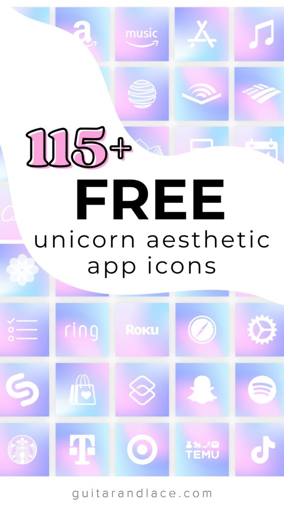 free unicorn aesthetic app icons. free app icon pack. unicorn app icons. cute app icons. app icons for ipad. cotton candy app icons. summer aesthetic app icons.