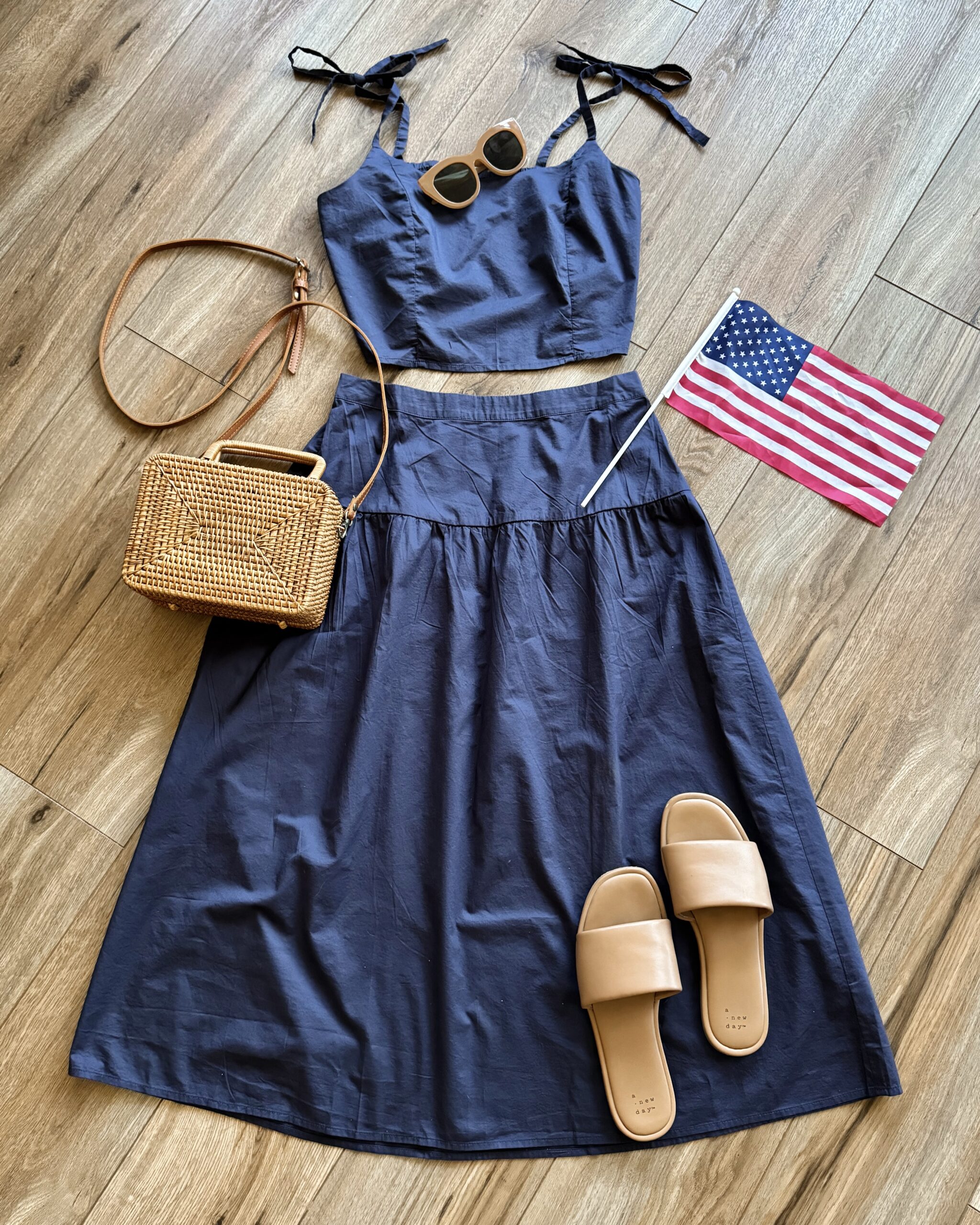 4th of july outfit ideas. matching midi skirt set. midi skirt crop top outfit