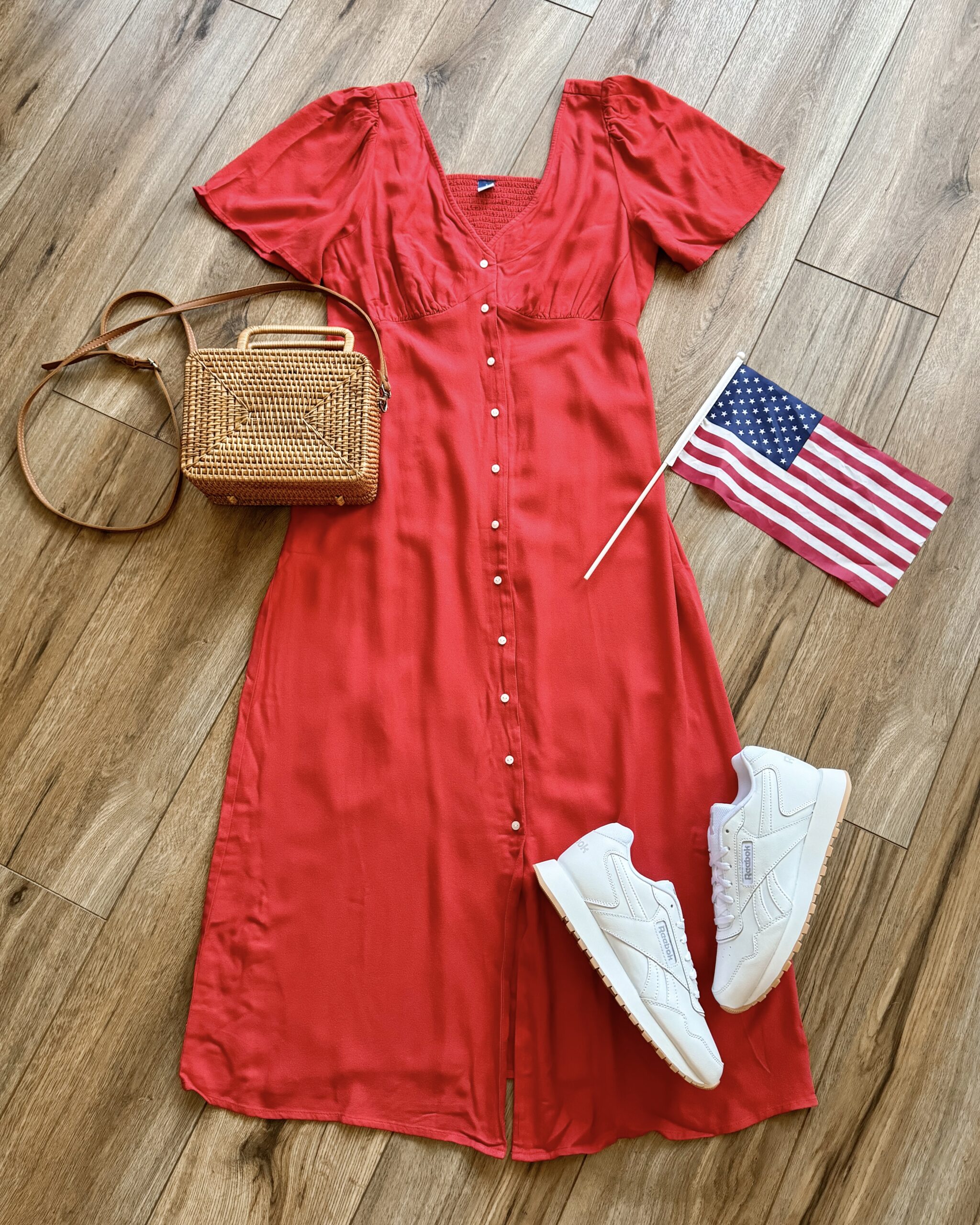 red midi dress. classic red summer dress. classy summer outfits. 4th of july outfit ideas.