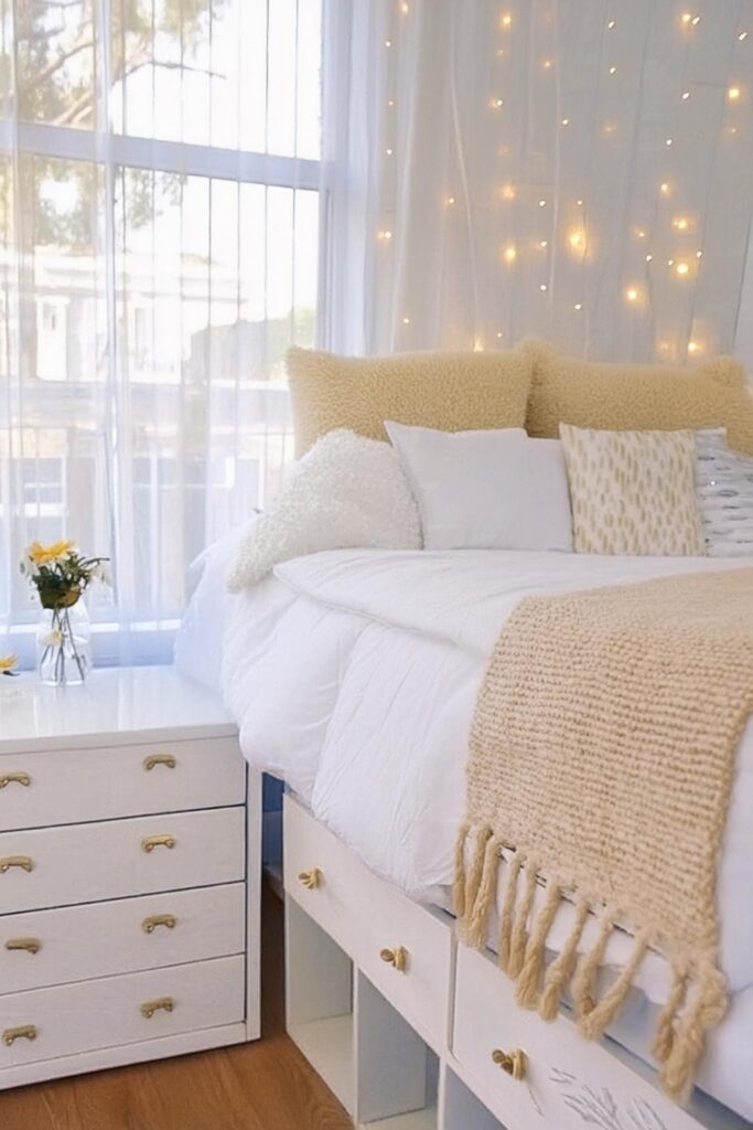 dorm room aesthetic. college dorm room decor ideas. dorm room bedding. simple dorm room decor