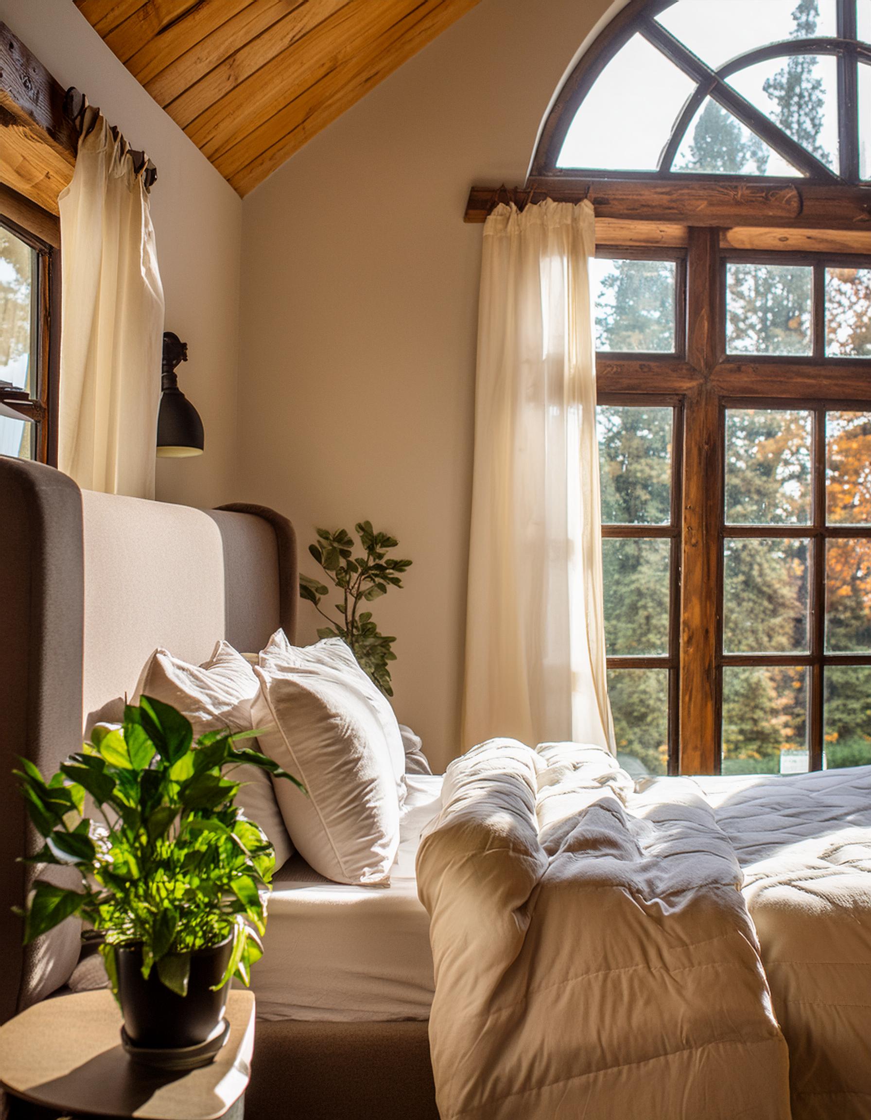 bedroom decor ideas. bedroom decor. summer bedroom. large wood windows. large windows in bedroom.