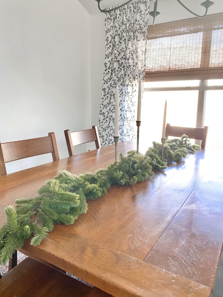 PARTY JOY 6FT Christmas Garland Pine. christmas garland on dinging table. faux christmas garland review.