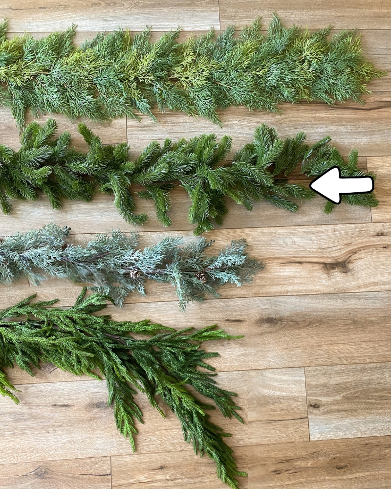 christmas garland comparison. realistic christmas garland. party joy  pine christmas garland.