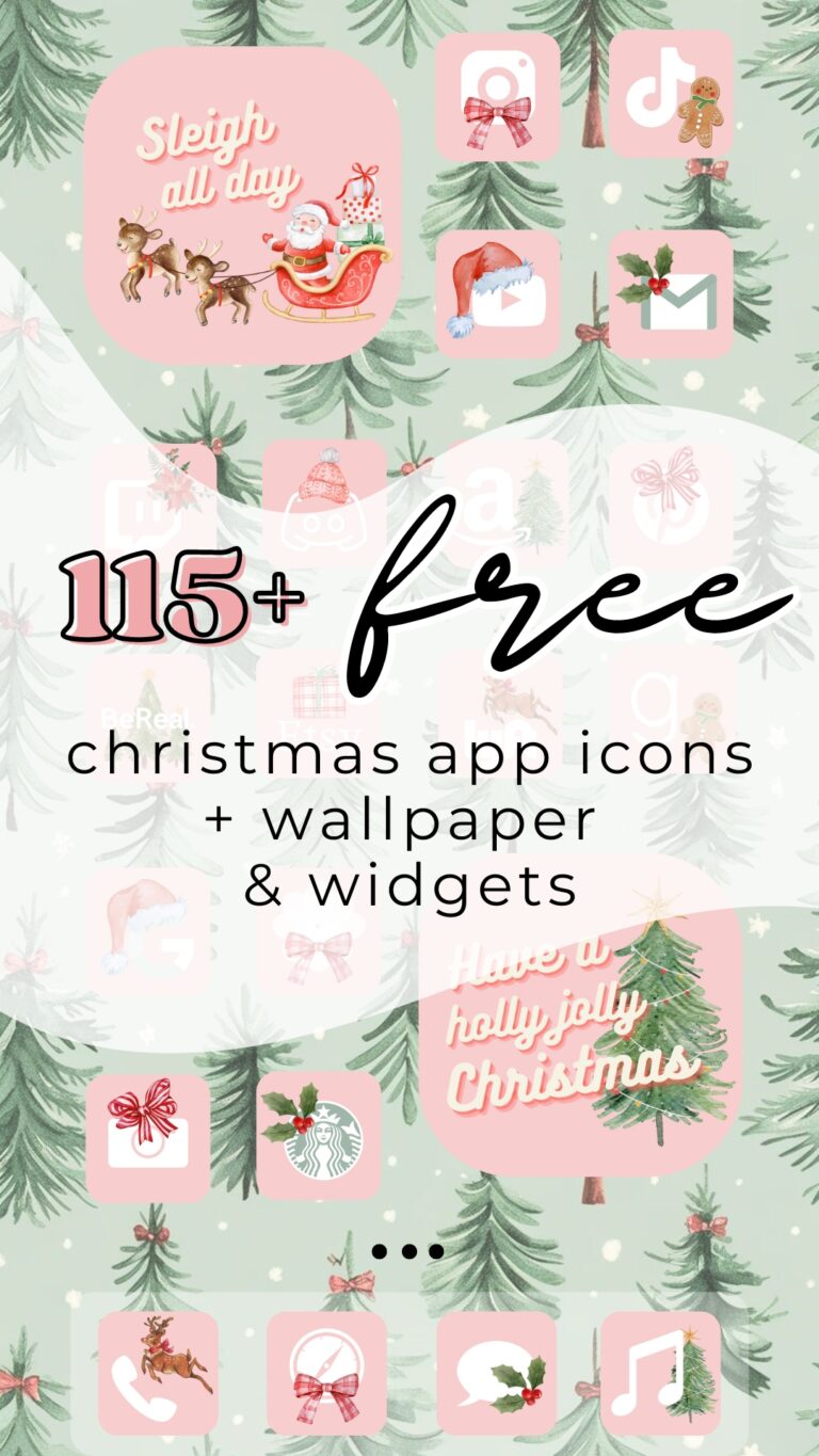 free christmas app icons. free christmas aesthetic app icon pack. pink christmas app icons.