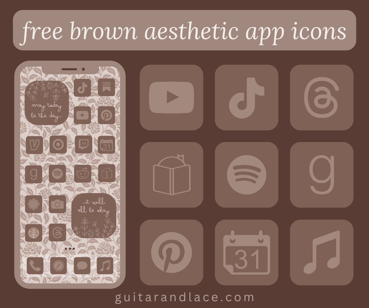 free brown aesthetic app icons. brown app icons for iphone, android, ipad. brown app icon pack. free brown app icons. neutral app icons