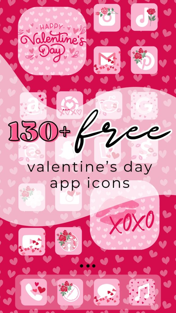 free valentine's day app icons. pink heart app icons. valentine app icons. valentine's day phone background. valentine's day app icon set.
