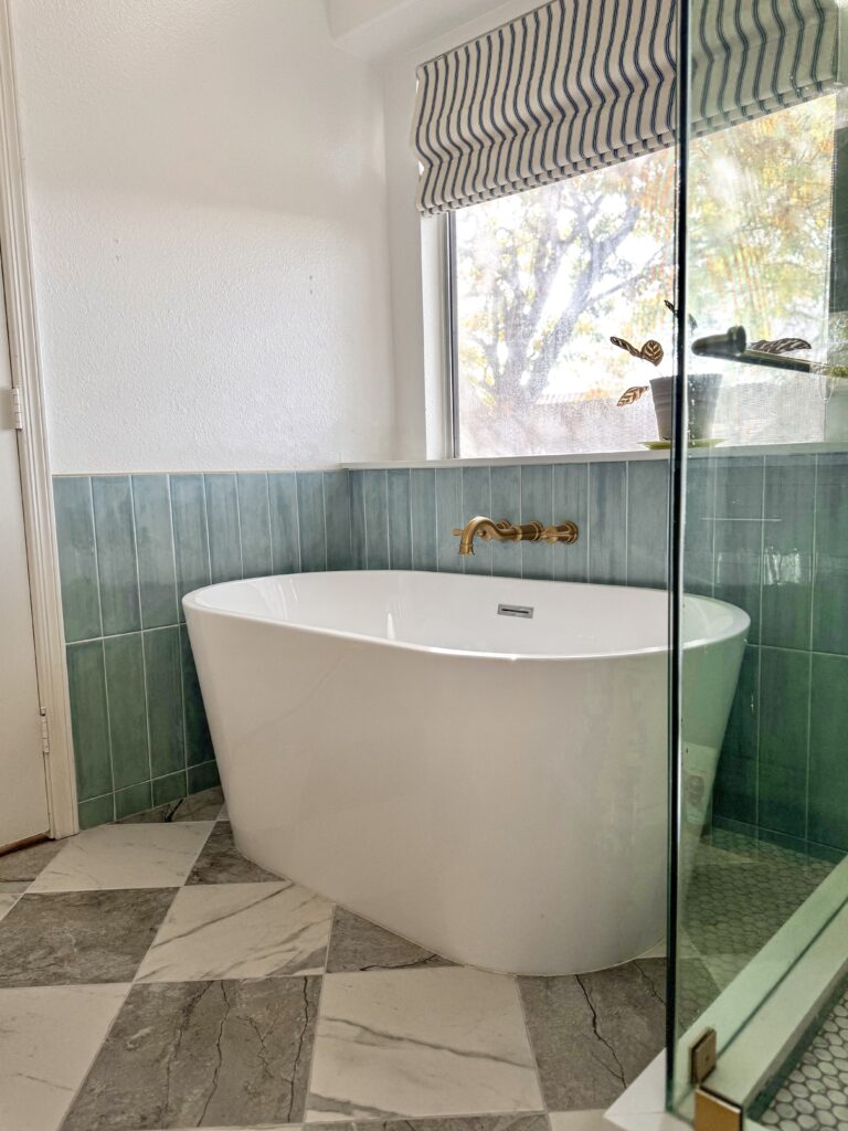 standing tub bathroom. bathroom checkerboard floors. bathroom checkered floors.