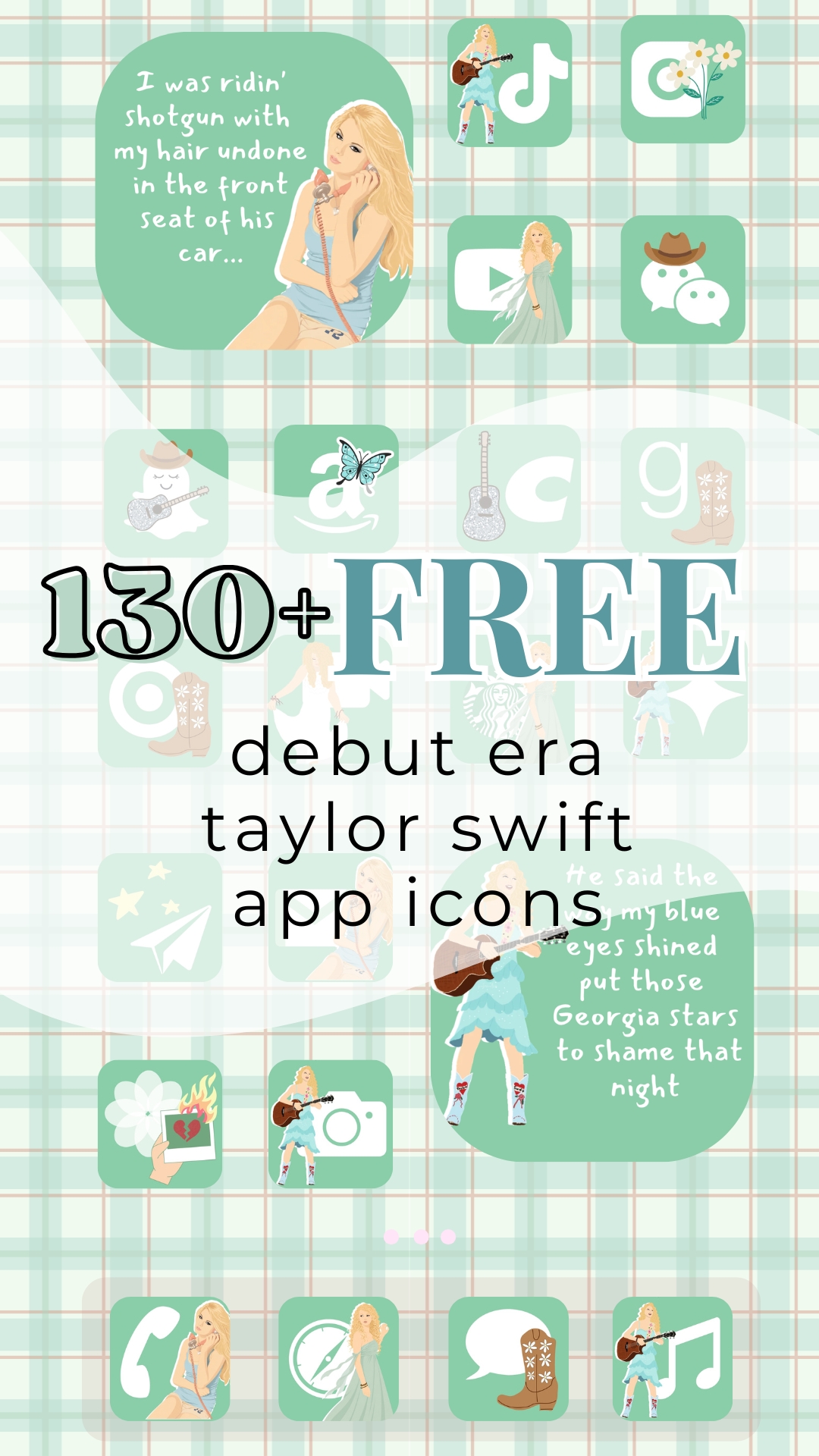 free taylor swift aesthetic phone app icon pack for iphone and android. taylor swift debut era app icons.