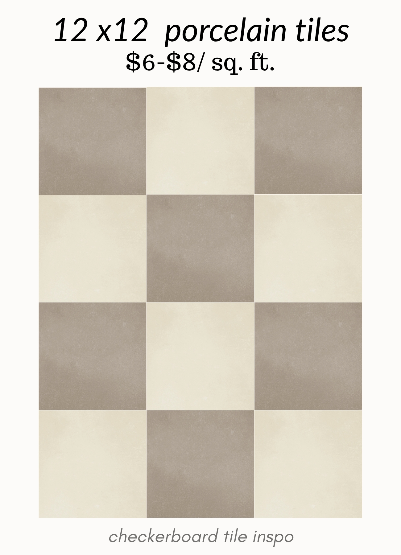 taupe checkerboard tile. cream checkered tile. beige and white checkered tile. white and tan checkered tile. neutral checkerboard tile. 12x12 checkerboard tile. tan and white marble look checkerboard tile.