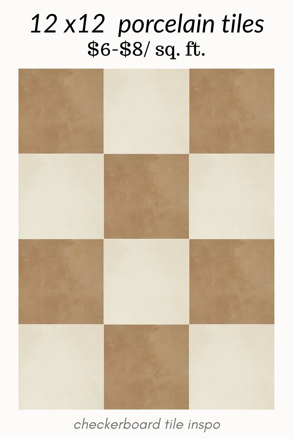 tan and beige checkerboard tile. brown checkerboard tile. color checkerboard tile. beige and white checkerboard tile. beige and white checkered tile. white and tan checkered tile. neutral checkerboard tile. 12x12 checkerboard tile. tan and white marble look checkerboard tile.