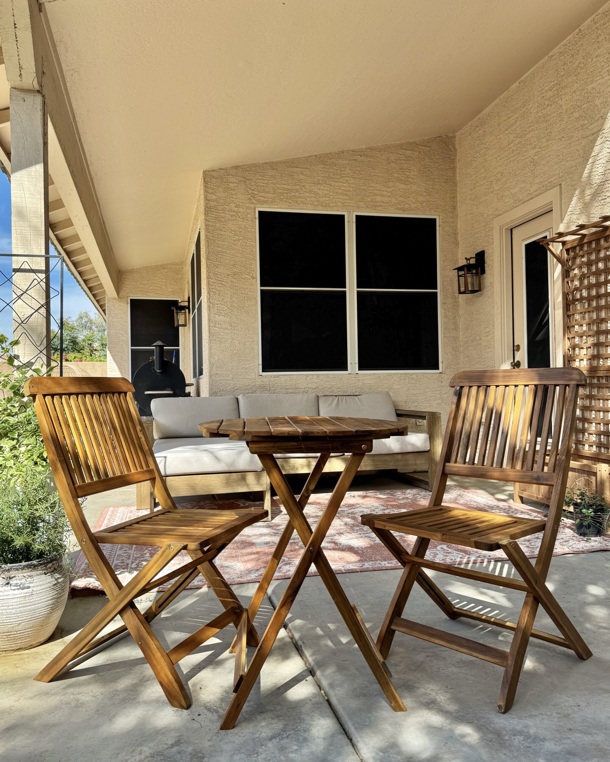 wooden bistro patio table